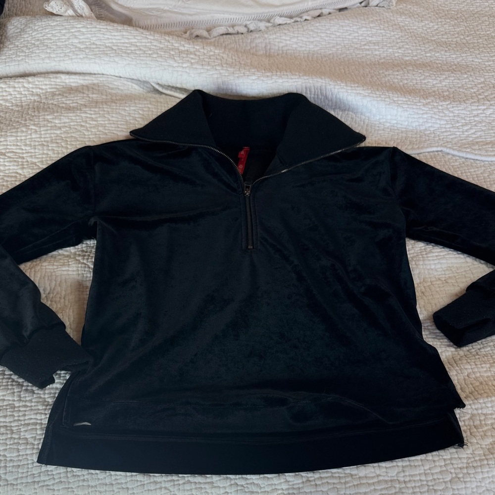 Spanx velvet Black Half-Zip Pullover